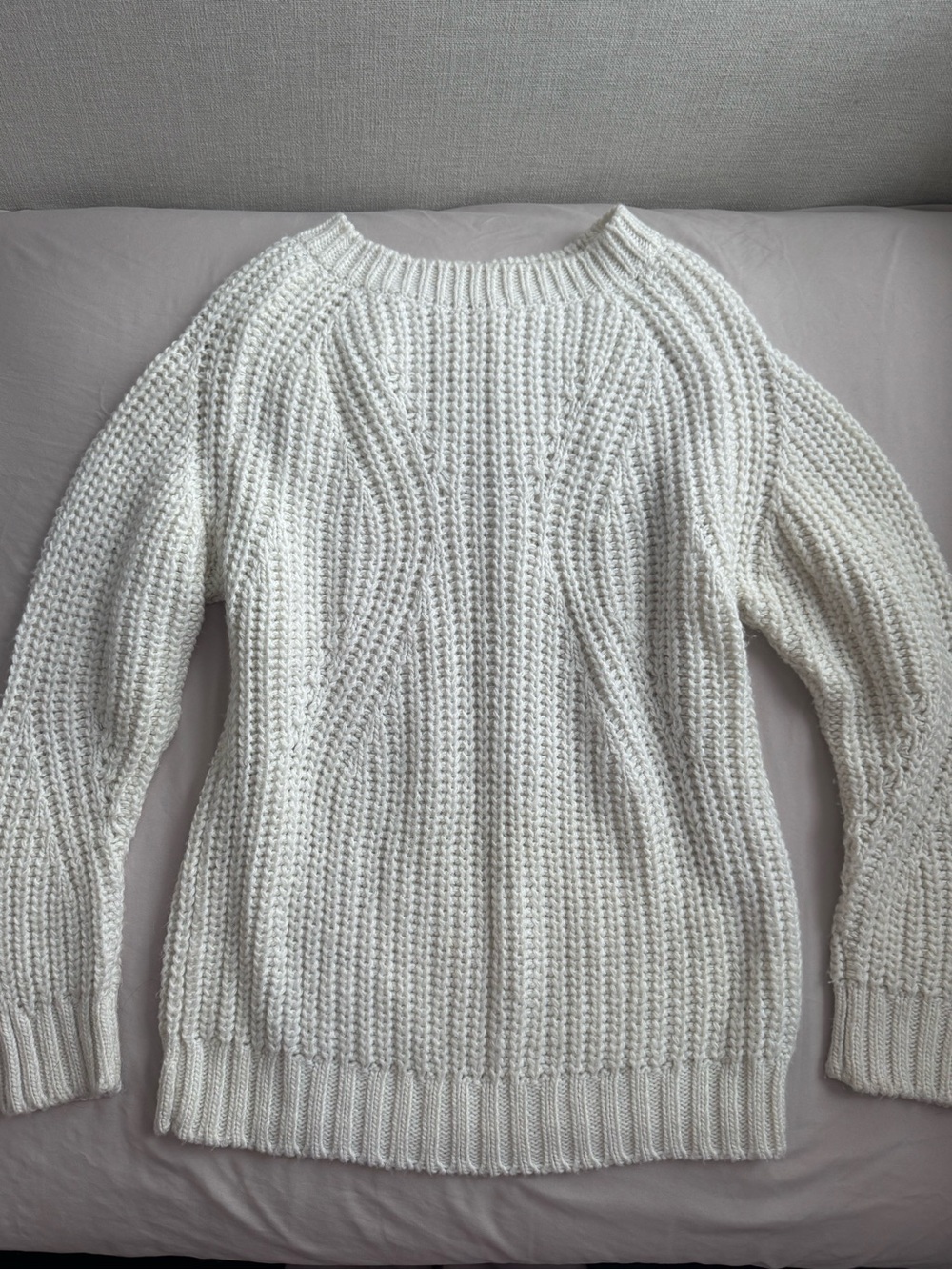 Anine Bing white/cream chunky knit fisherman sweater wool xs